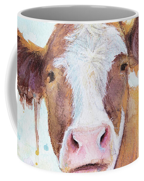 Cow Coffee Mug featuring the painting Brown Cow by Kirsty Rebecca