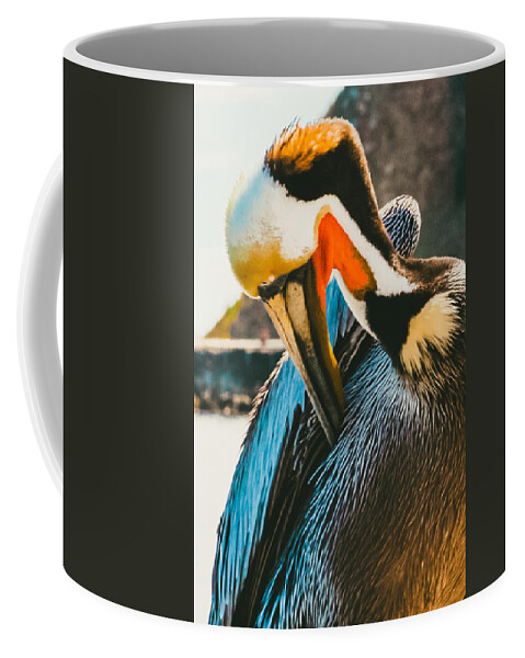 Brown Pelican Grooming Coffee Mug by Bonny Puckett - Pixels