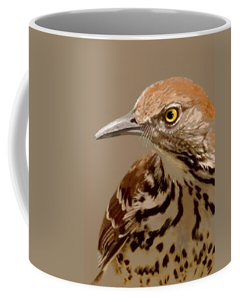 Brown Thrasher Coffee Mug featuring the painting Brown Thrasher in 5 Colors by Judy Cuddehe