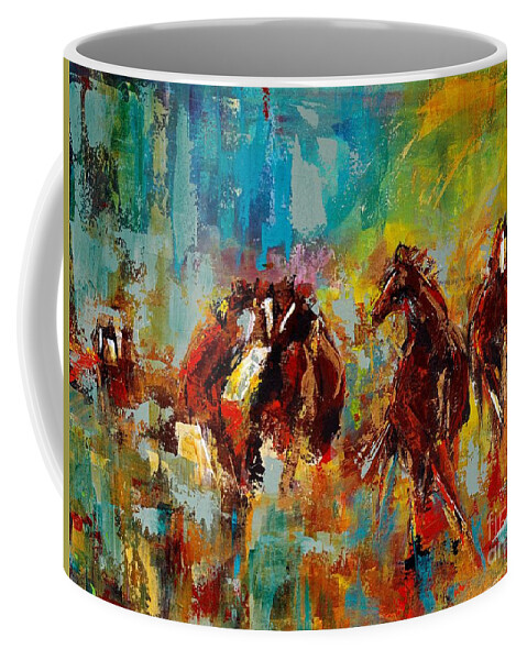 Abstract Coffee Mug featuring the painting Browns At Play by Frances Marino