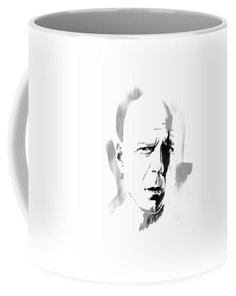 Bruce Willis Coffee Mug featuring the painting Bruce Willis by Pechane Sumie