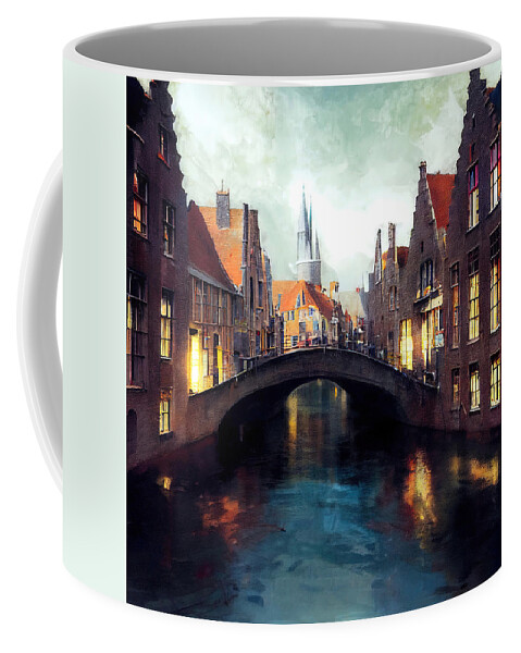Belgium Coffee Mug featuring the painting Bruges, Belgium - 16 by AM FineArtPrints