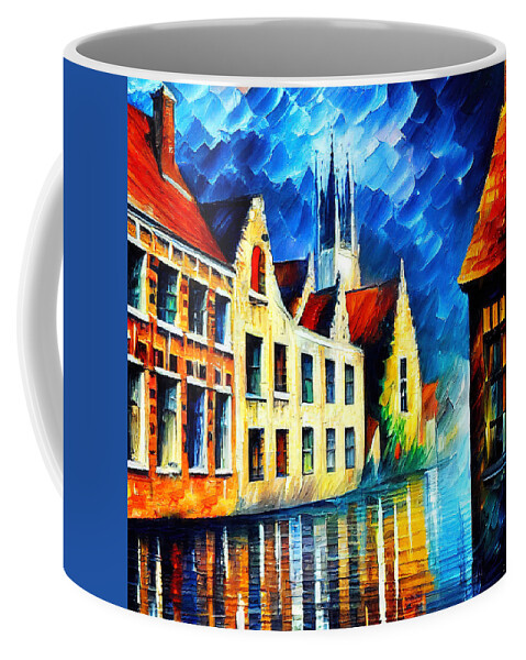 Belgium Coffee Mug featuring the painting Bruges, Belgium - 18 by AM FineArtPrints