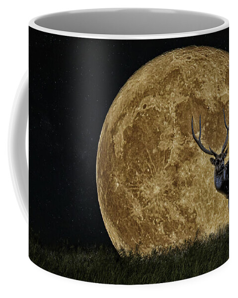 Hunter Coffee Mug featuring the digital art Buck Moon Rising by Brad Barton