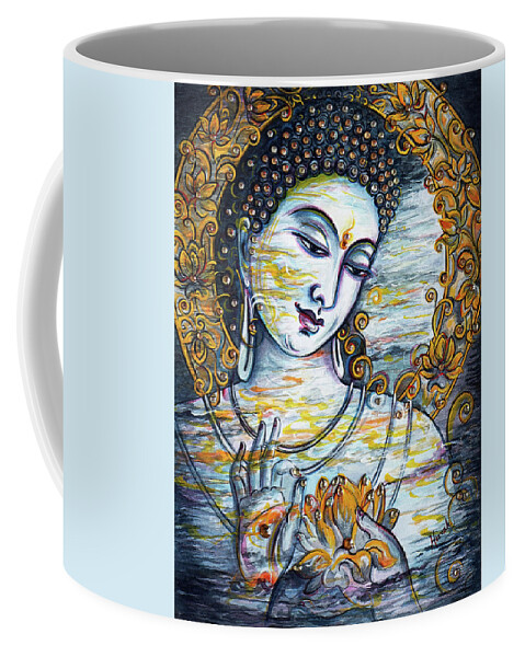 Buddha Coffee Mug featuring the painting Buddha - bliss by Harsh Malik