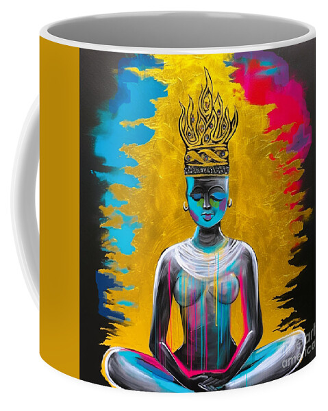 Buddha Coffee Mug featuring the painting buddha II Art Print by Crystal Stagg