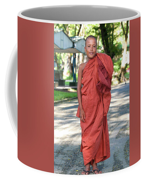 Buddhist Coffee Mug featuring the photograph Buddhist Boy by Matthew Bamberg