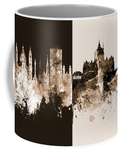Budapest Coffee Mug featuring the digital art Budpest and Rome Skyline mashup by Michael Tompsett