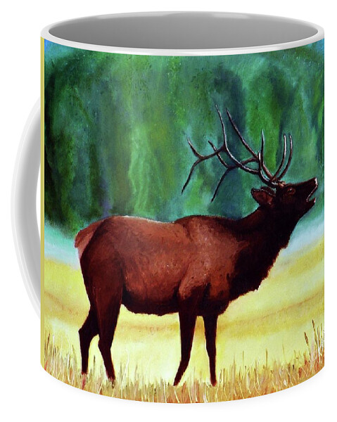 Sherril Porter Coffee Mug featuring the painting Bugling Elk by Sherril Porter