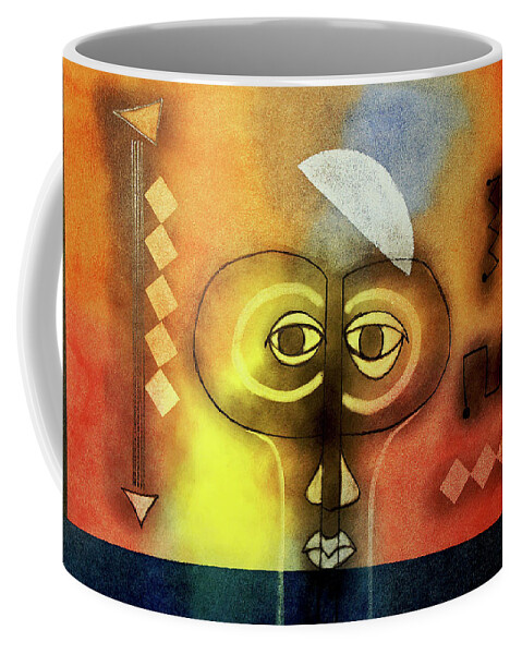 African Art. African Coffee Mug featuring the painting Building Blocks by Winston Saoli 1950-1995