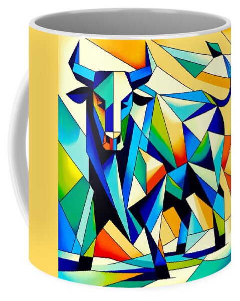 Bull Coffee Mug featuring the painting Bull by Emeka Okoro