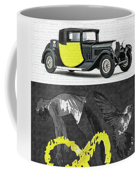 Yesteryear Car Coffee Mug featuring the digital art Yesteryear / 1928 Bugatti by David Squibb