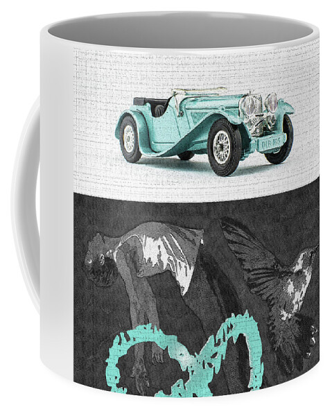 Yesteryear Car Coffee Mug featuring the digital art Yesteryear / 1936 Jaguar by David Squibb