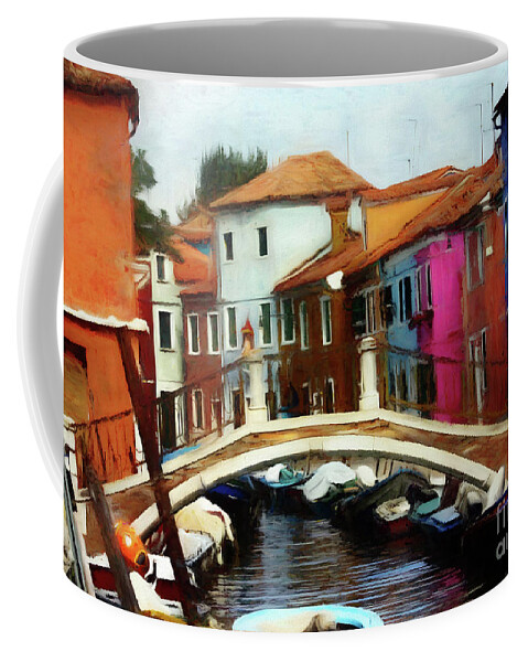 Boats Coffee Mug featuring the photograph Burano Bridge - Revised 2020 by Xine Segalas