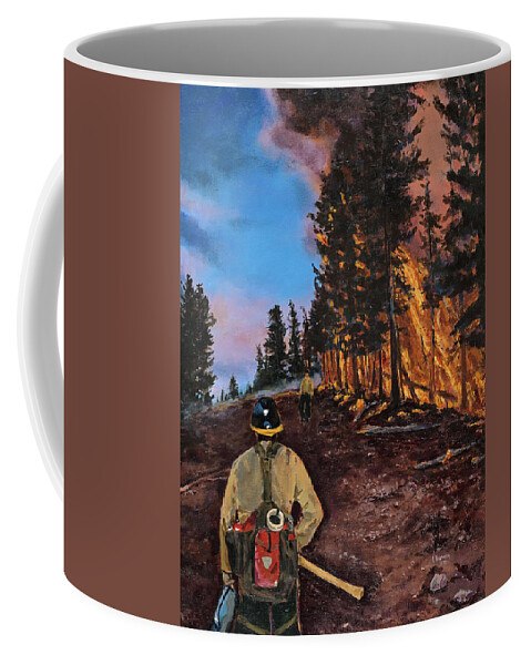 Wildland Fire Coffee Mug featuring the digital art Burn Out by Les Herman