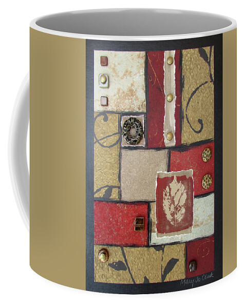 Mixed-media Coffee Mug featuring the mixed media Burnished Spaces by MaryJo Clark