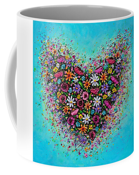 Heart Coffee Mug featuring the painting Bursting with Love by Amanda Dagg