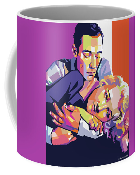 Buster Coffee Mug featuring the digital art Buster Keaton and Anita Page - NY by Stars on Art