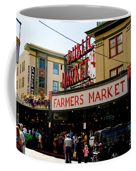 Farmers Market Coffee Mug featuring the photograph Busy Seattle Farmers Market by Gunther Allen