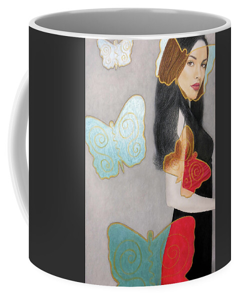 Butterflies Coffee Mug featuring the painting Butterflies by Lynet McDonald