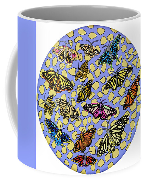 Butterfly Butterflies Pop Art Coffee Mug featuring the painting Butterflies by Mike Stanko