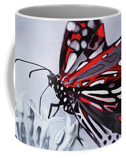 Butterfly Coffee Mug featuring the pastel Butterfly Aflame by Susan Maxwell Schmidt