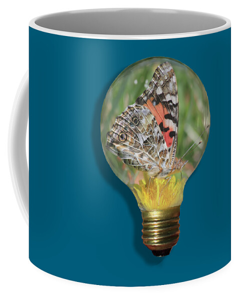 Lightbulb Coffee Mug featuring the photograph Butterfly In Lightbulb by Shane Bechler
