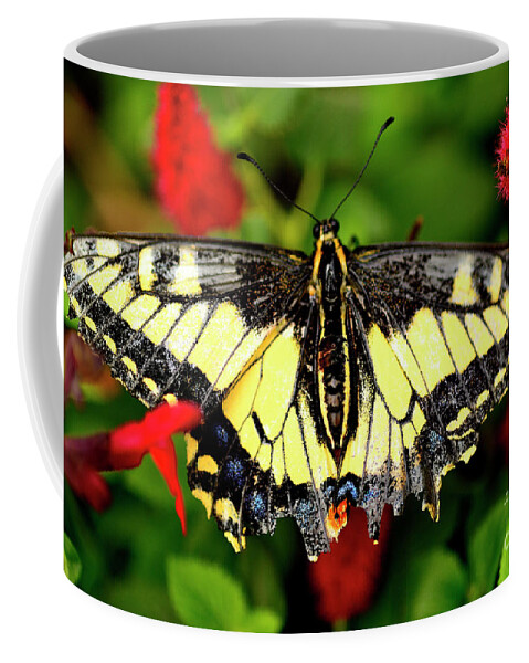 Butterfly Coffee Mug featuring the photograph Butterfly In Red by John F Tsumas