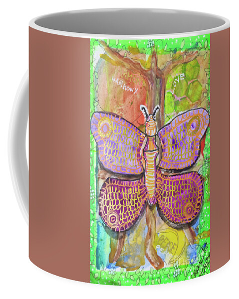 Butterfly Coffee Mug featuring the painting Butterfly Magic by Mimulux Patricia No