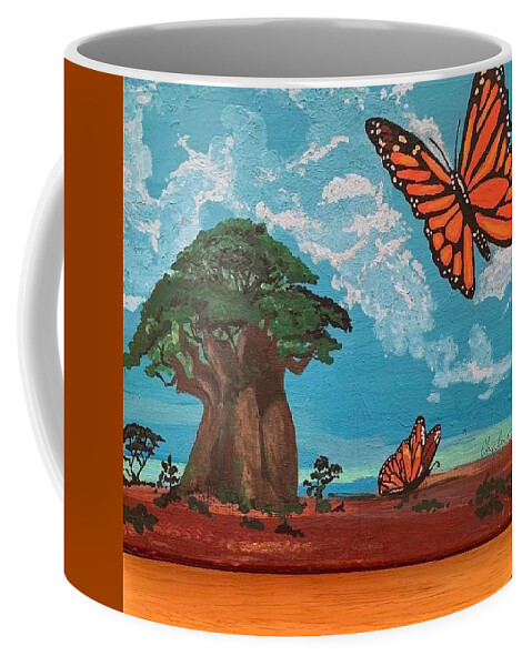Butterfly Coffee Mug featuring the painting Butterfly Marmalade by Charles Young
