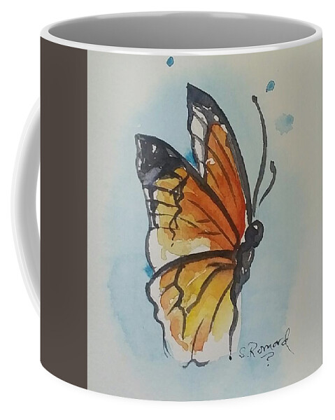  Coffee Mug featuring the painting Butterfly by Sheila Romard