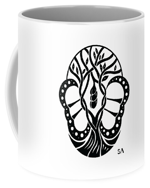 Black And White Coffee Mug featuring the digital art Butterfly by Silvio Ary Cavalcante