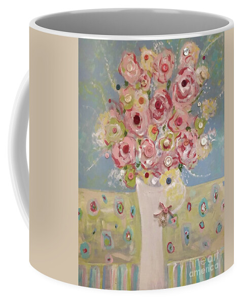 Flowers Coffee Mug featuring the painting Buttons and Bows by Jacqui Hawk