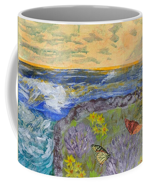 Fort Lauderdale Coffee Mug featuring the mixed media By The Sea by Suzanne Berthier