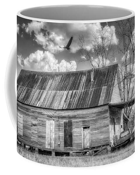 Black & White Coffee Mug featuring the mixed media Bygone In Black and White by DB Hayes