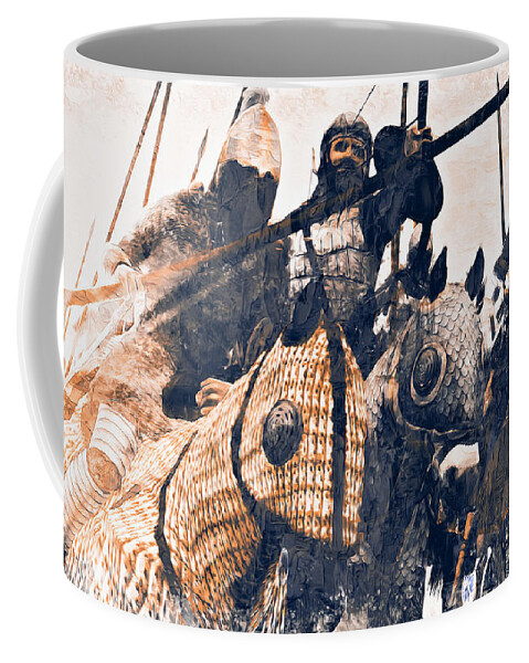 Byzantine Coffee Mug featuring the painting Byzantine Cataphract - 01 by AM FineArtPrints