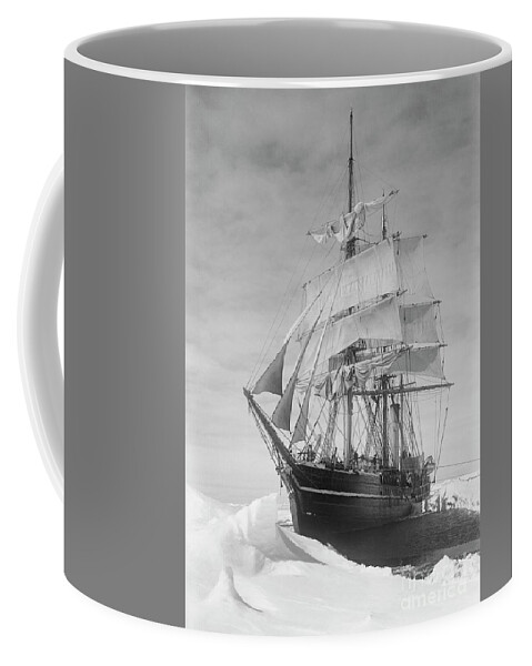 1900s Coffee Mug featuring the drawing Terra Nova in Antarctic pack ice, 1910 by Scott Polar Research Institute