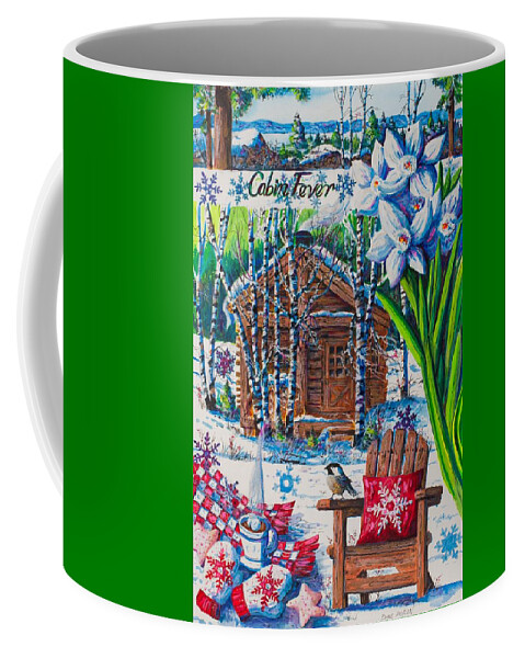 Log Cabin Coffee Mug featuring the painting Cabin Fever by Diane Phalen