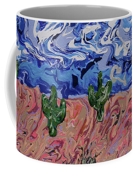 Catus Coffee Mug featuring the painting Cacti in the Desert by Tessa Evette