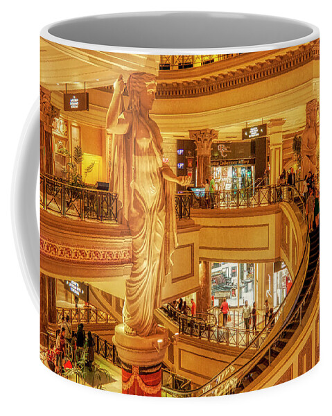 Caesars Palace Las Vegas Coffee Mug featuring the photograph Caesars Palace Shopping Center Las Vegas by Tatiana Travelways