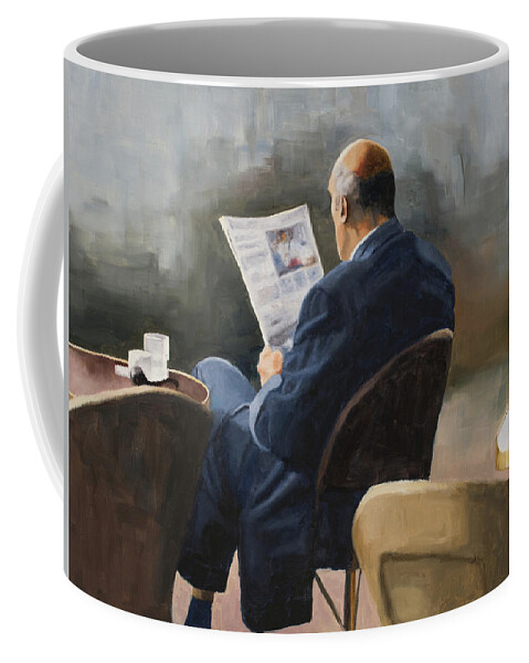 Man Coffee Mug featuring the painting Cafe Times by Tate Hamilton