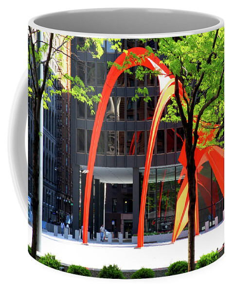 Architecture Coffee Mug featuring the photograph Calder Flamingo Sculpture Chicago by Patrick Malon
