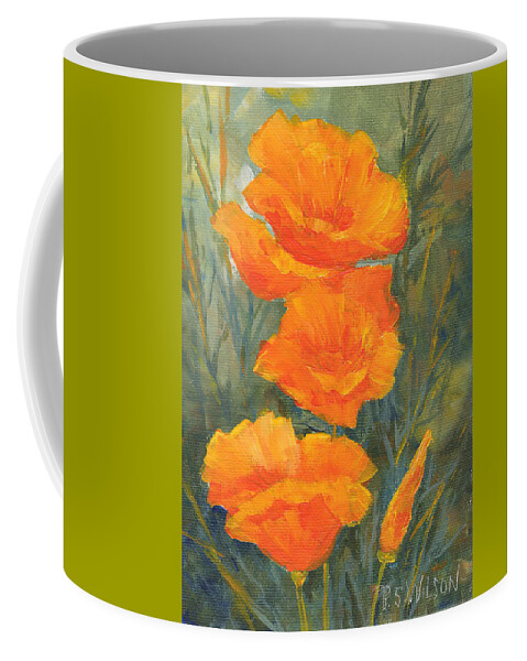 Poppies Coffee Mug featuring the painting California Poppies by Peggy Wilson