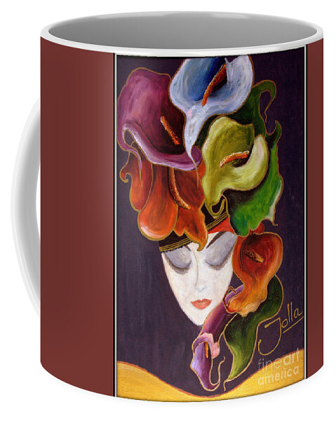 Calla Lily Dame Coffee Mug featuring the painting Calla Lily Dame.. by Jolanta Anna Karolska