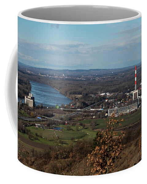 Power Plant Coffee Mug featuring the photograph Caloric power plant of Korneuburg near river Danube by Stefan Rotter