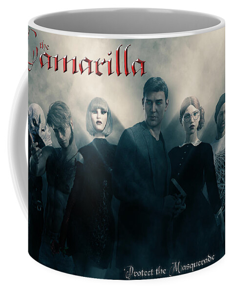 Vampire Coffee Mug featuring the digital art Camarilla by Robert Hazelton