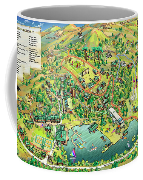 Camp Rockmont Map Illustration Coffee Mug featuring the digital art Camp Rockmont Map Illustration by Maria Rabinky