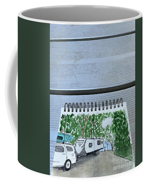  Coffee Mug featuring the painting Camping by Donna Mibus