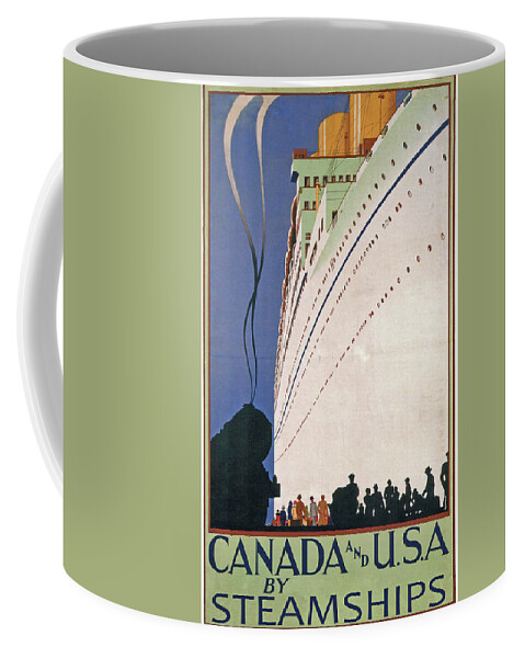 Big Boat Coffee Mug featuring the digital art Canada and USA by Steamships by Long Shot