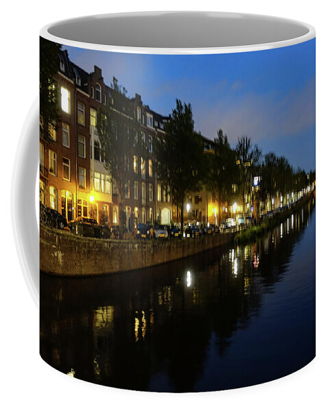 Night Coffee Mug featuring the photograph Canal at Night by Marian Tagliarino